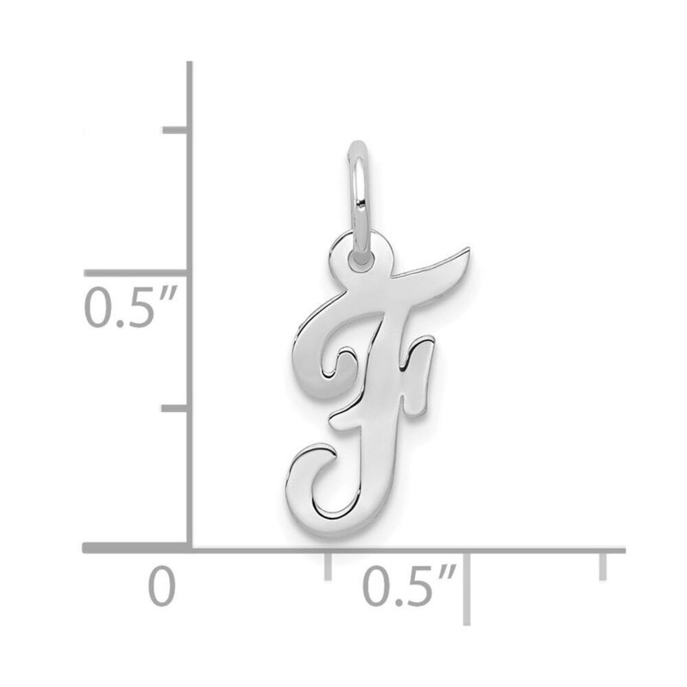 10k White Gold Small Script Initial F Charm - image 2